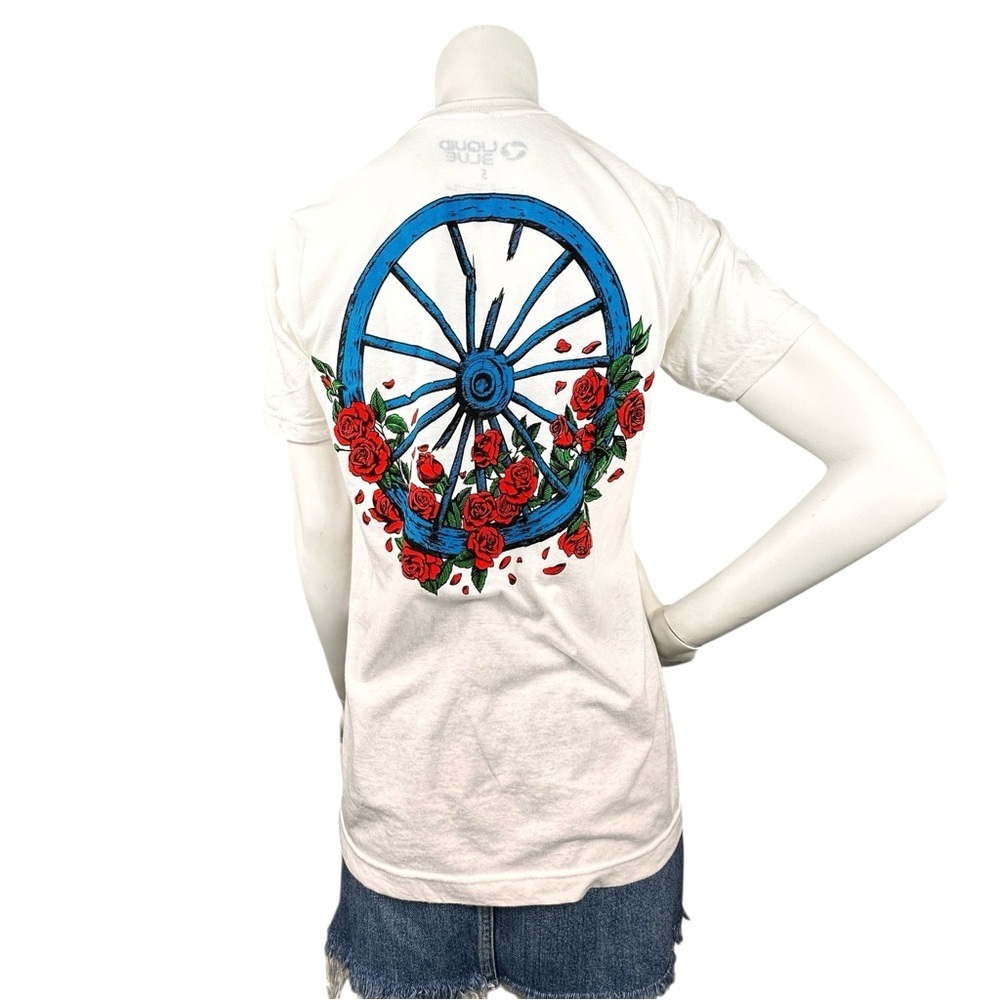 Grateful Dead Bertha Wheel & Roses White Athletic T-Shirt 2 Sided Size Small - Picture 2 of 11